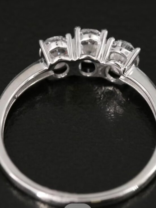 White Lab-Grown Diamond 14k White Gold 3-Stone Ring 1.00ctw  14K 1.00 CTW Lab Grown Diamond Three Stone Ring Size 7